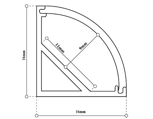 Perfil de aluminio para tira de LED con difusor opaco PACK 6 metros con soporte de montaje angular L,barra de aluminioled