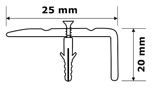 Perfil de cantos de escaleras para escalones de ángulo de escaleras – enroscado – 25 x 20 mm – de aluminio anodizado: Oro (C de 07)