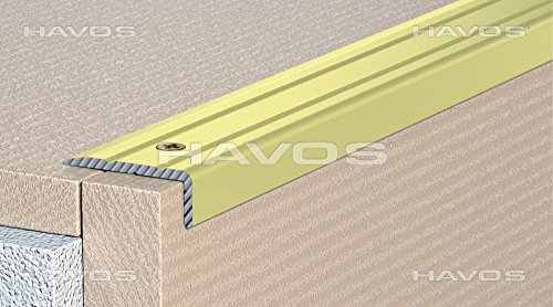 Perfil de cantos de escaleras para escalones de ángulo de escaleras – enroscado – 25 x 20 mm – de aluminio anodizado: Oro (C de 07)