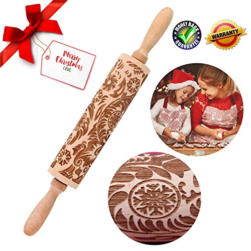 Perno de Balanceo, YouthUnion Rodillo Amasar Navidad Chrismas Rolling Pin para Galleta DIY Creativo Regalo Con Estampado Dibujo de Árbol de Navidad Milú (Tamaño: 5 x 38 cm)