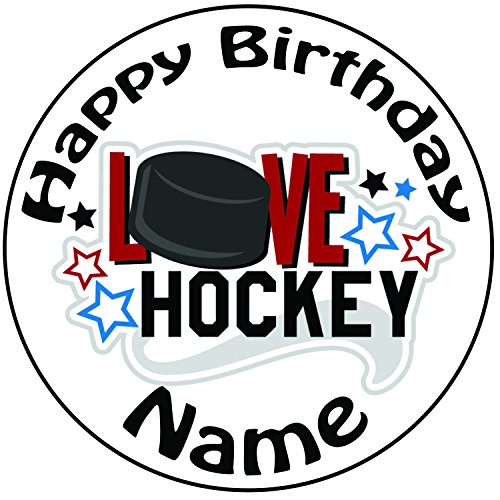 Personalizado Love decoración para tarta para de Hockey sobre hielo – un precortado redondo 8 "(20 cm) glaseado decoración