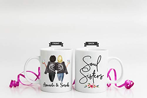 Personalizado Mejor Amigo Taza Alma Hermanas Taza Mejor Amigo Taza BFF Regalo Taza de Café Personalizado Mejor Amigo Regalo BFF Taza Bestie Regalo