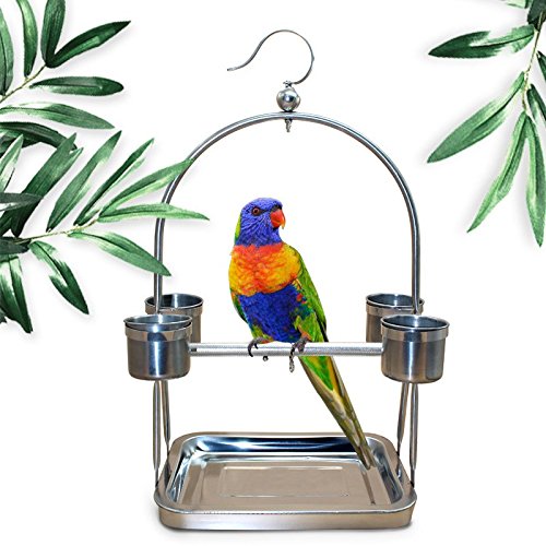 Pet Online Pájaros de metal soporte estante de montaje de acero inoxidable ,s:27*18*49cm Bird