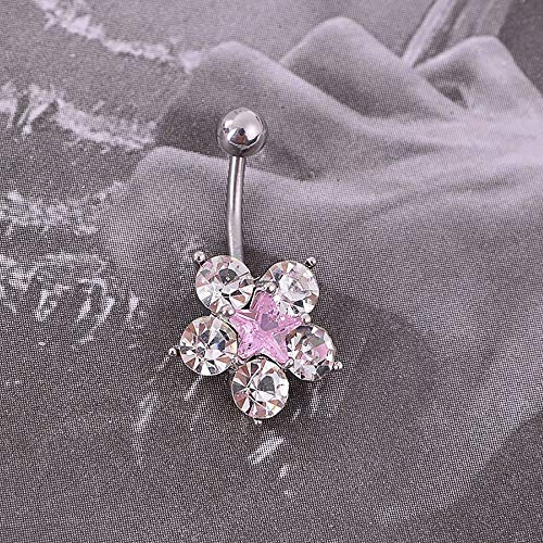 PETUNIA Flor de Moda Mujeres médicas Anillo de Ombligo Hermoso Piercing en el Ombligo (Rosa)