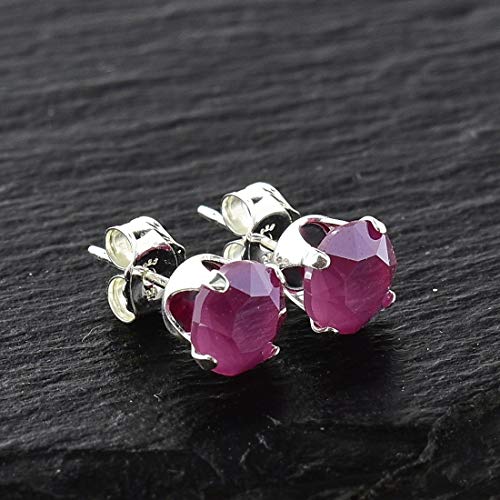 pewterhooter - Pendientes de plata de ley 925 para mujer con cristales de peonía rosa de Swarovski. Caja de regalo, hipoalergénicos y sin níquel para orejas sensibles.