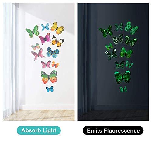 PGFUN Mariposa luminosa 72pcs Colorido Pegatina de pared 3D mural de Arte Artesania bricolaje Removible pegatinas decoracion de mariposa para la decoracion del hogar kids room decor del dormitorio