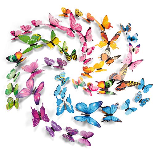 PGFUN Mariposa luminosa 72pcs Colorido Pegatina de pared 3D mural de Arte Artesania bricolaje Removible pegatinas decoracion de mariposa para la decoracion del hogar kids room decor del dormitorio