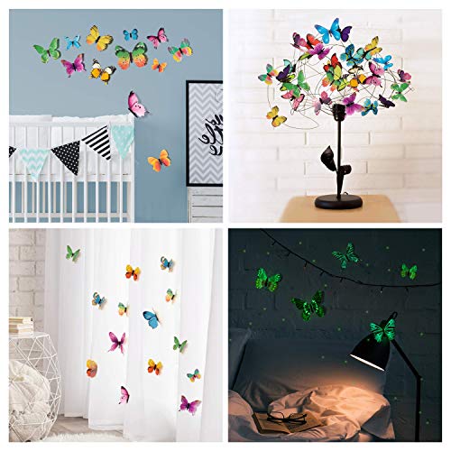 PGFUN Mariposa luminosa 72pcs Colorido Pegatina de pared 3D mural de Arte Artesania bricolaje Removible pegatinas decoracion de mariposa para la decoracion del hogar kids room decor del dormitorio