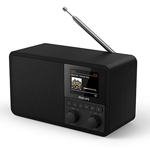 Philips Audio Radio Internet PR802/12 Dab+ Internet Radio (Bluetooth, Dab+, Temporizador, Alarma Dual, Conexión con Spotify), Color Negro