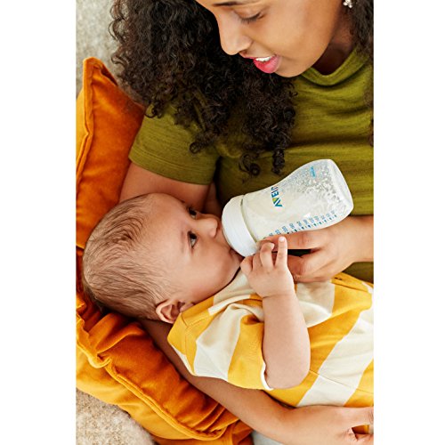 Philips Avent Biberón Natural SCF033/27 - Pack de dos biberones de 260 ml con tetina con flujo para recién nacidos, diseñada para imitar el tacto del pecho, 0% BPA, 1m+, color transparente