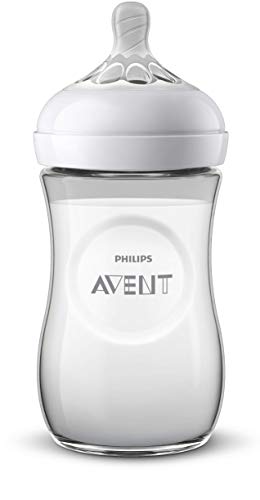 Philips Avent Biberón Natural SCF070/20 - Biberón de 260 ml con tetina con flujo para recién nacidos, diseñada para imitar el tacto del pecho, 0% BPA, 1m+, Safari Tigres