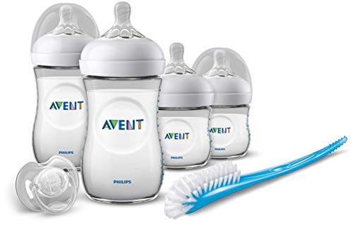 Philips Avent SCD301/01 - Set de recién nacido gama natural, 4 biberones, chupete y escobilla, transparente