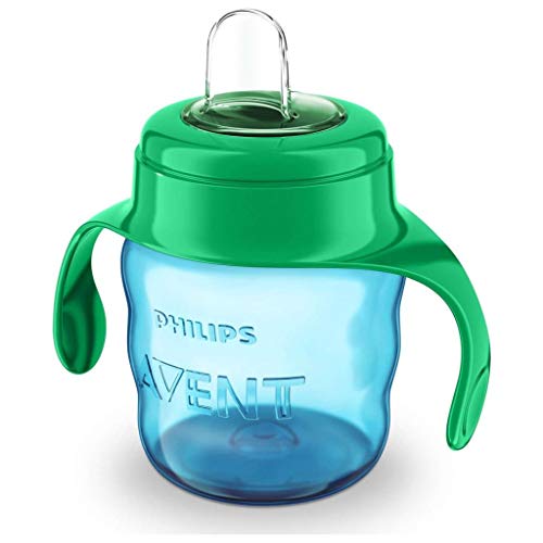 Philips Avent SCF551/05 - Vaso con boquilla de silicona para niño, válvula antigoteo, sin BPA, para 6 meses, 200 ml, color verde