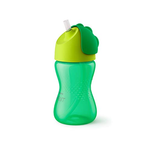 Philips Avent SCF798/01 - Vaso con pajita flexible, 300 ml, 12 m+, válvula antigoteo, piezas compatibles Philips Avent, color verde