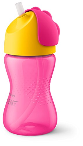 Philips Avent SCF798/02 - Vaso con pajita flexible, 300 ml, 12 m+, válvula antigoteo, piezas compatibles Philips Avent, color rosa