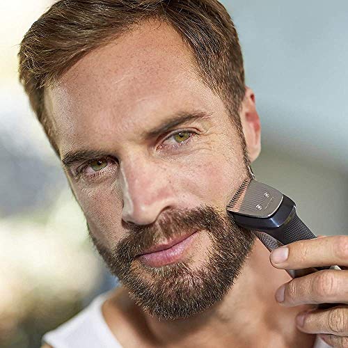 Philips Barbero MG7720/15 Recortador de barba y pelo, óptima precisión, 14 en 1 tecnología Dualcut, autonomía de 120 minutos, batería, Negro/Plata