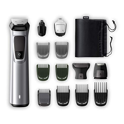 Philips Barbero MG7720/15 Recortador de barba y pelo, óptima precisión, 14 en 1 tecnología Dualcut, autonomía de 120 minutos, batería, Negro/Plata