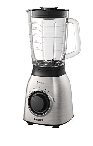 Philips Batidora de Vaso HR3555/00 900w, Capacidad 2l, 900 W, 2 litros, Vidrio, Negro, Transparente