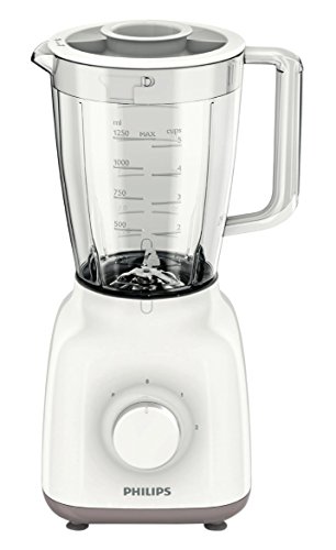 Philips Daily HR2105/00 - Batidora Americana de Vaso, 400 W, Jarra 1.5L, Cristal, Color Blanco