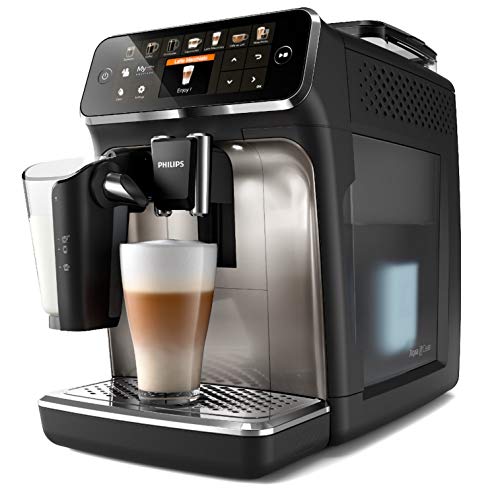 Philips EP5447/90 Serie 5400 Cafetera superautomática, 12 variedades de café, Tecnología LatteGo, Molinillo cerámico, Pantalla táctil