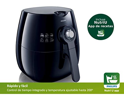 Philips Freidora sin Aceite HD9220/20 - AirFryer con tecnología Air Rapid, libro de recetas incluido, color negro