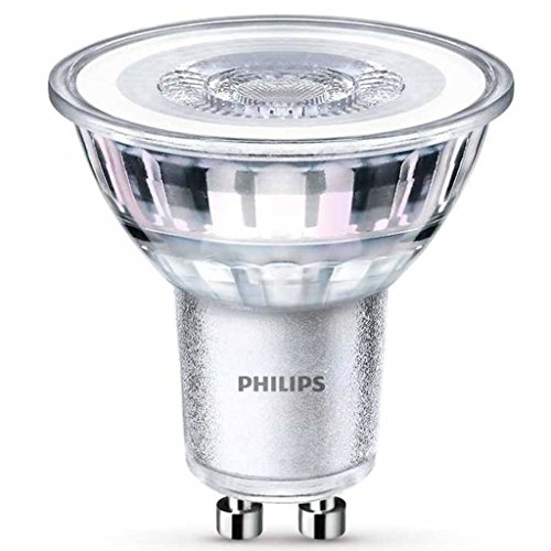 Philips GU10 LED - Bombillas Cristal, 4.6 W Equivalentes a 50 W en Incandescencia, 355 Lúmenes, Luz Blanca Cálida, pack de 6