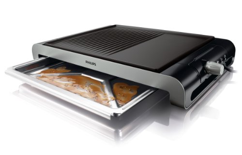 Philips HD4419/20 - Plancha de Asar, 2300 W, Doble superficie, Antiadherente, Apto Lavavajillas, Color Negro