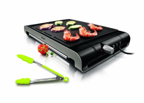 Philips HD4430/20 - Barbacoa (2300 W, Parrilla, Eléctrico, Mesa, Plancha, Negro, Metálico)