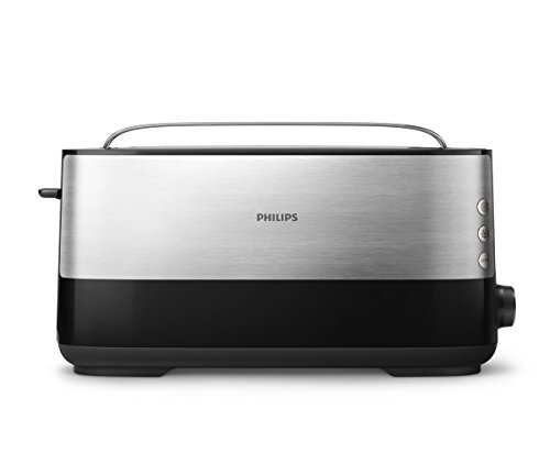 Philips Viva Collection Tostadora, 950 W, 1 Liter, INOX, Negro/Plateado