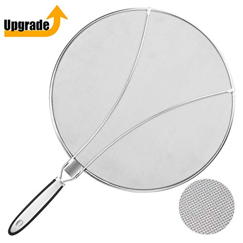 Philonext Pantalla Antisalpicaduras,Salpicaduras de Protector Acero Inoxidable Malla Fina y Pies de Apoyo con Manija de Goma,Evita Las Salpicaduras,33 cm de diámetro-Que Encaja con Cualquier Olla