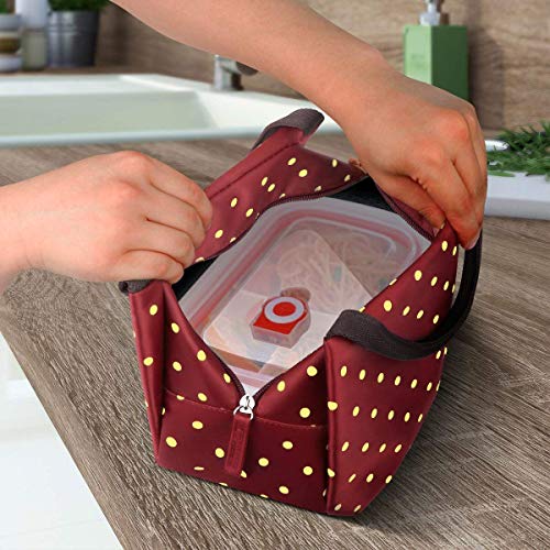 Philorn Bolsa Térmica Porta Alimentos del Almuerzo Comidas Llevar Porta Alimentos Fiambreras Caja Herméticos para Trabajo y Colegio, Vino Rojo