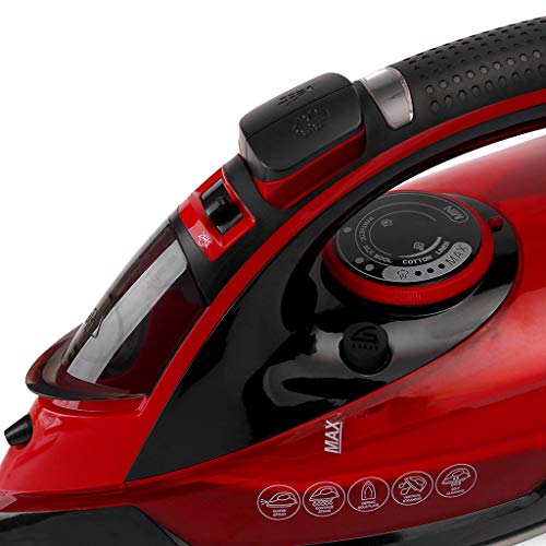 PHILSP Plancha eléctrica 2600W Plancha de Vapor eléctrica inalámbrica para generador de Ropa Vaporizador de Ropa Rojo con Negro