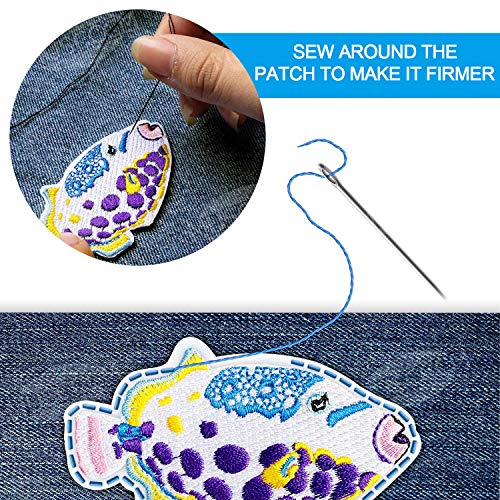 PHOGARY 16 piezas Parches de pescado para niños (planchados o cosidos), Apliques Bordados de Vida Marina Tamaño Variado - Coser Parches para Ropa Chaquetas Mochilas Jeans bebé