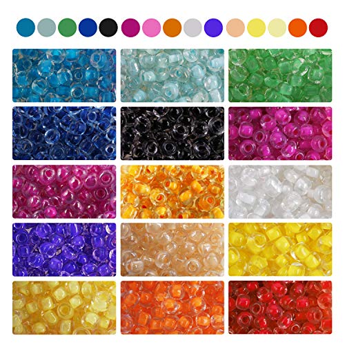 PHOGARY 9000 Piezas de Perlas de Vidrio, Perlas espaciadoras de Pony pequeño, 3 mm Redondo para Manualidades (15 Colores)