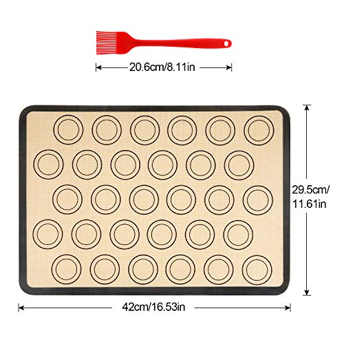 PHOGARY Tapete de Silicona para Hornear Macarons, Paquete de 2 Alfombrilla Antiadherente para Hornear Alimentos, 42 * 29.5cm