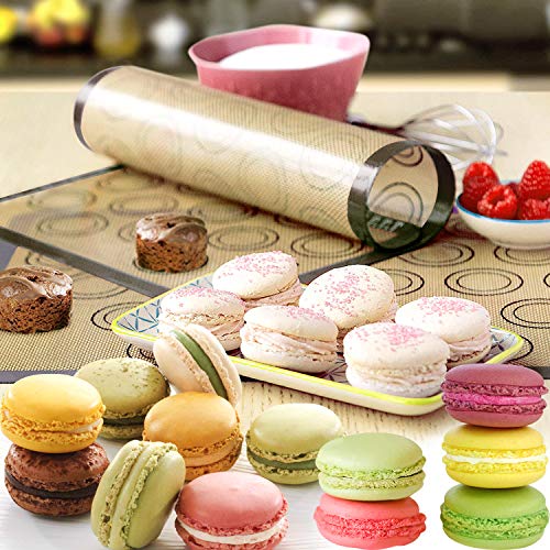 PHOGARY Tapete de Silicona para Hornear Macarons, Paquete de 2 Alfombrilla Antiadherente para Hornear Alimentos, 42 * 29.5cm