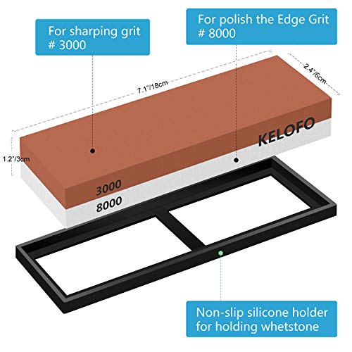 Piedra de Afilar, KELOFO 3000/8000 Grano Afilador De Cuchillos Profesionales Piedra Afiladores Afiladores Manuales con Base de Antideslizante