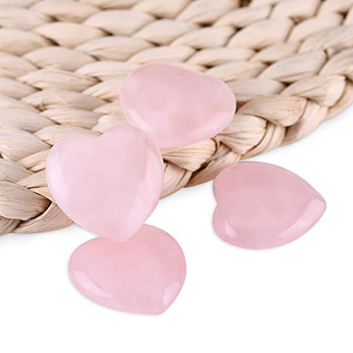 Piedra semipreciosa de decoración, curativa, de cuarzo rosa, tallada en forma de corazón, piedra, Rosa, 4 piezas