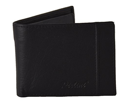 Pielini -Cartera de Caballero en Piel de Vacuno Mod 458, con Multiples departamentos y Monedero con Broche, Negro