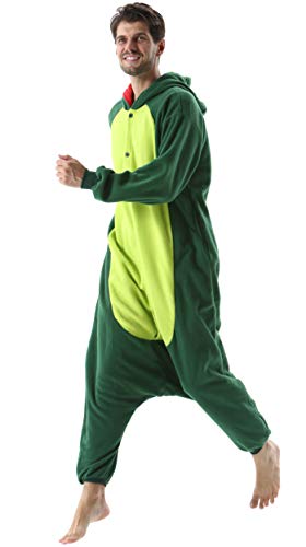 Pijama Animal Entero Unisex para Adultos con Capucha Cosplay Pyjamas Ropa de Dormir Kigurumi Traje de Disfraz para Festival de Carnaval Halloween Navidad Verde Dinosaurio