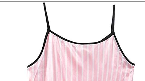 Pijama de seda de hielo para mujer de primavera y verano, de 7 piezas, cómodo y de moda Rosa rosa S