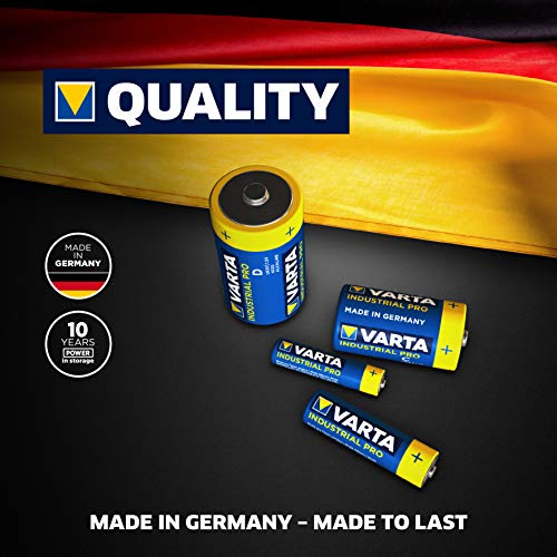 Pila AA Mignon Varta Industrial, pilas alcalinas LR6, paquete 40 unidades, «Made in Germany», embalaje ecológico