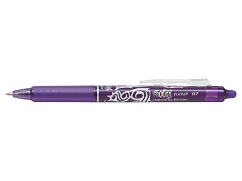 Pilot FriXion Clicker - Bolígrafo roller de gel de tinta borrable (3 unidades), color rosa, morado y azul