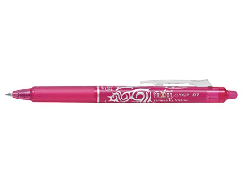 Pilot FriXion Clicker - Bolígrafo roller de gel de tinta borrable (3 unidades), color rosa, morado y azul