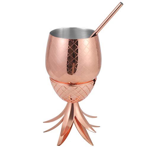 Piña Cóctel Taza 500 ML Cóctel vasos 304 Acero Inoxidable Rose Oro Gafas de lujo regalo para General partido Decoración o fiesta de cumpleaños de yxaomite