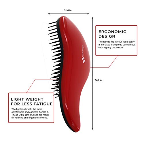 Pincel para desenredar, pincel húmedo y seco para cabello sin enredos (Rojo)