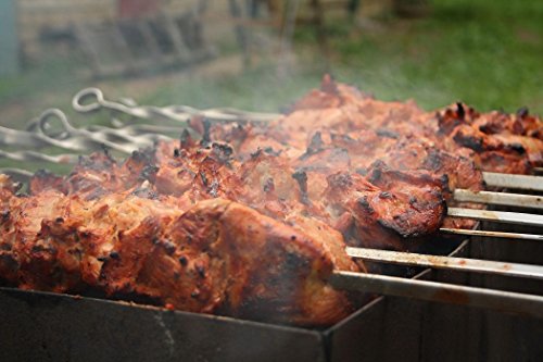 Pinchos de barbacoa – Largo Tipo de hoja. 70 cm x 1 cm x 3 mm de grosor. Heavy Duty. Acero inoxidable. PK 4. shashlik.. barbacoa Kebab