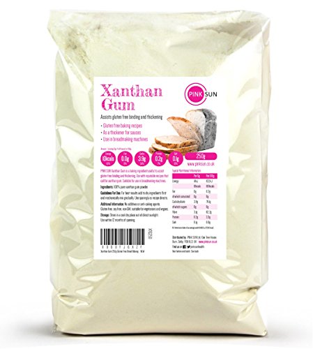 PINK SUN Goma Xantana Sin Gluten Espesante Polvo Extra Fino - Xanthan Gum Powder 250g Gluten Free