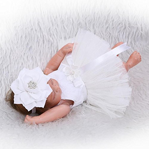 Pinky Reborn Muñecas 10 Pulgadas 28cm Reborn Baby Doll Soft Simulatable Mini Baby Girl Doll Realista Lovely Bebe Reborn Dolls Juguetes para niños pequeños (White)