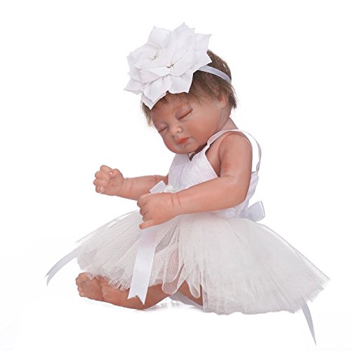 Pinky Reborn Muñecas 10 Pulgadas 28cm Reborn Baby Doll Soft Simulatable Mini Baby Girl Doll Realista Lovely Bebe Reborn Dolls Juguetes para niños pequeños (White)